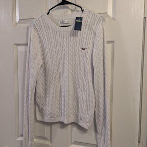 Hollister White Cable Knit Sweater